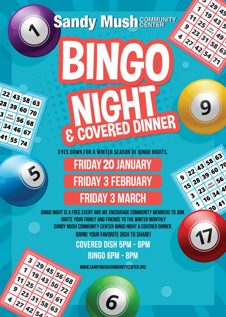 Bingo night and covered dinner at the Sandy Mush Community Center