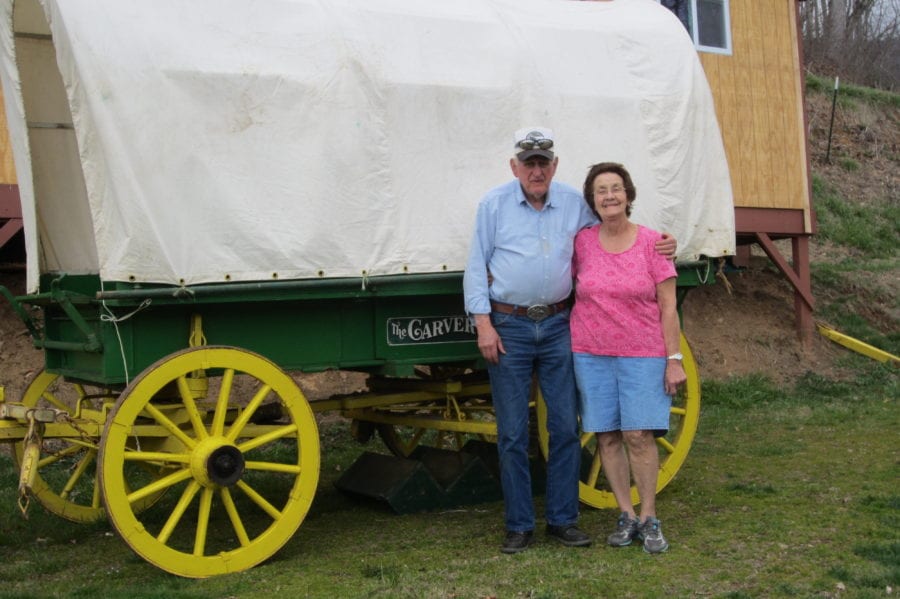 John & Gladys Garrett with Carver Covered Wagon